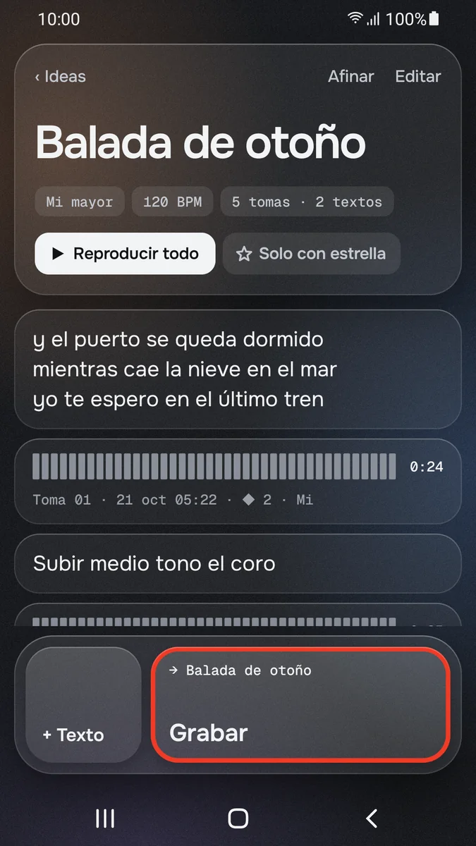 AudioSketch: Una idea con sus tomas y letra