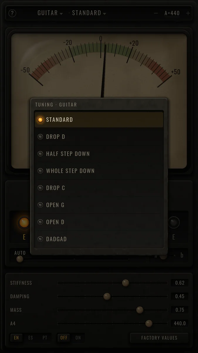 Retro Tuner: Guitar tunings
