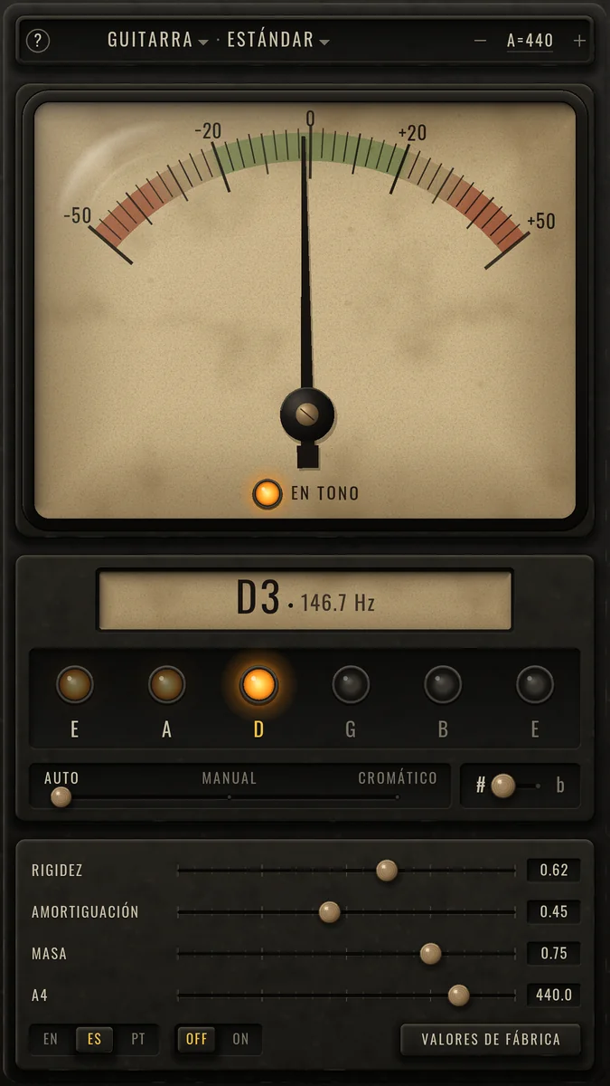 Retro Tuner: Cuerda afinada