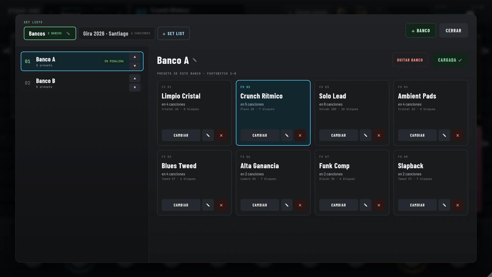 Stage One: Bancos de presets