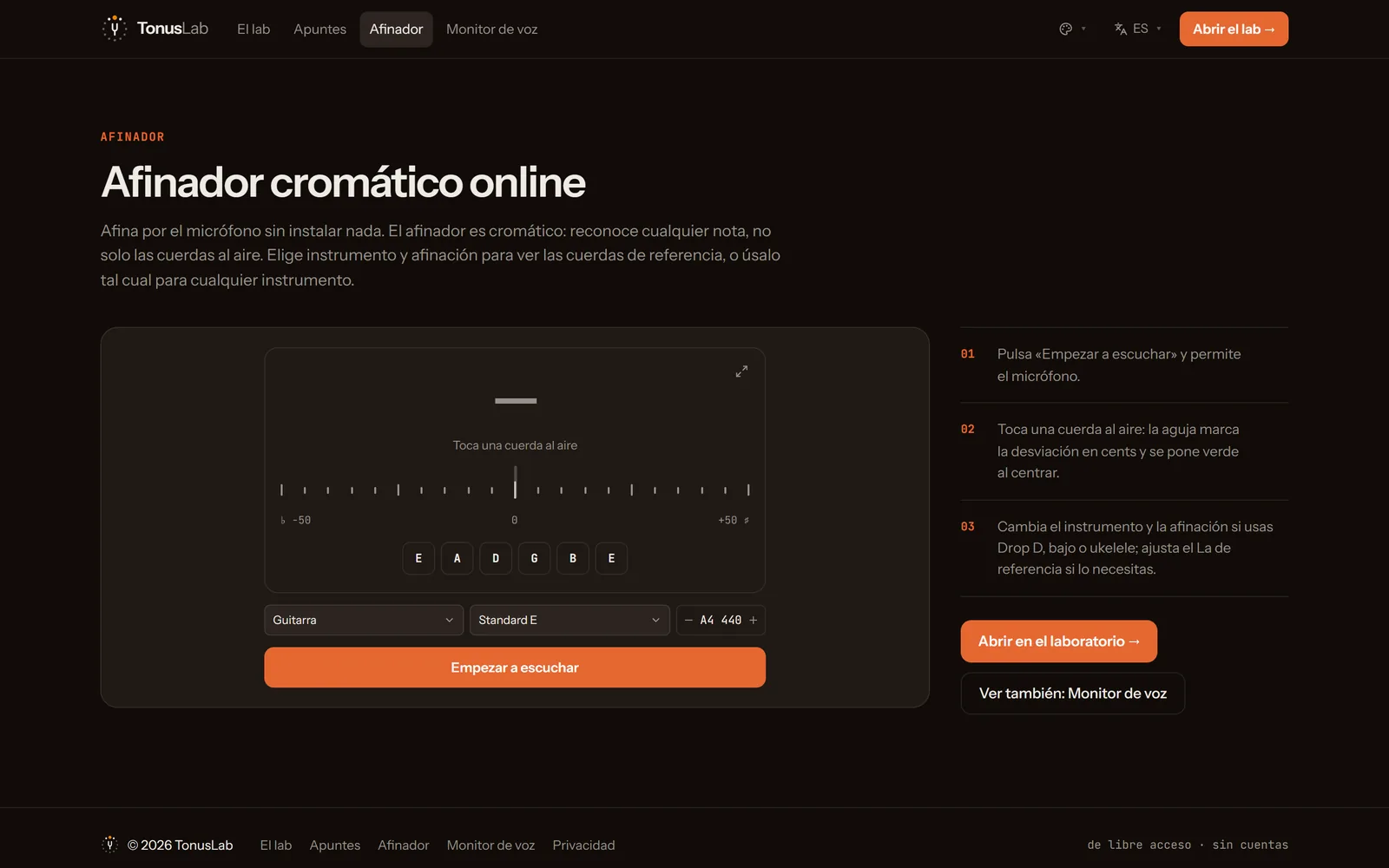 Tonus Lab: Afinador