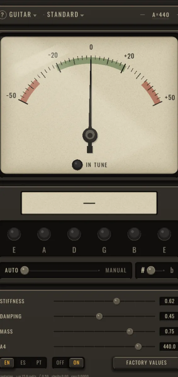 Tuner: Pantalla