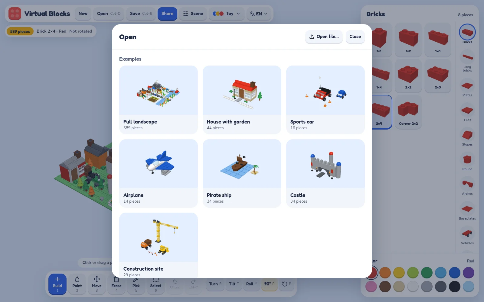 Virtual Blocks: The examples in the Open dialog