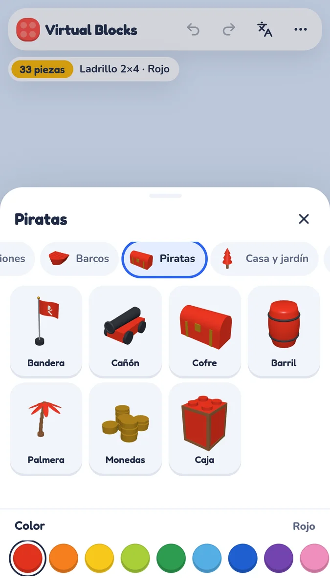Virtual Blocks: Piezas en el teléfono