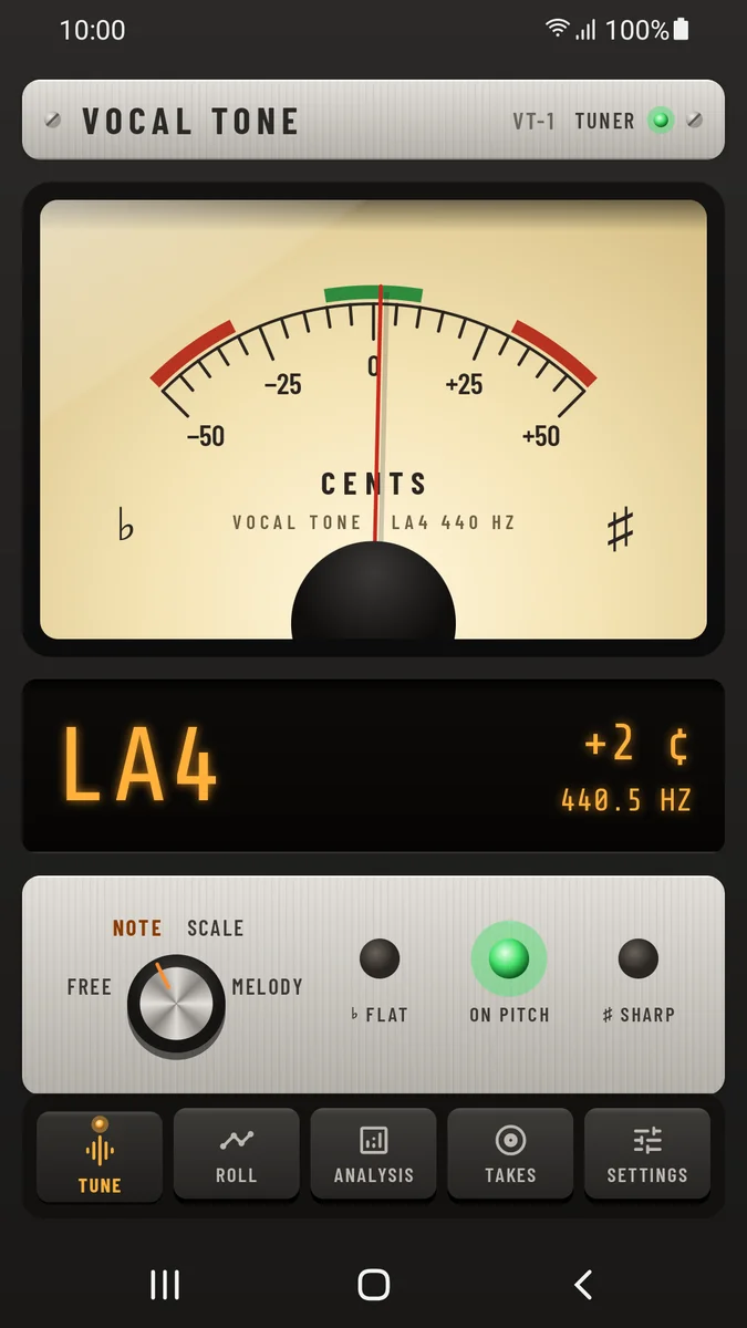 Vocal Tone: Vintage tuner on pitch